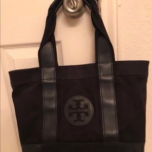 Tory Burch black canvas tote